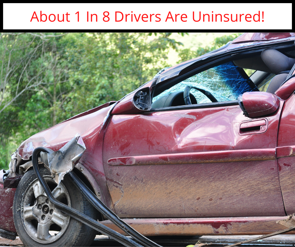 Wrecked car for blog post about uninsured drivers
