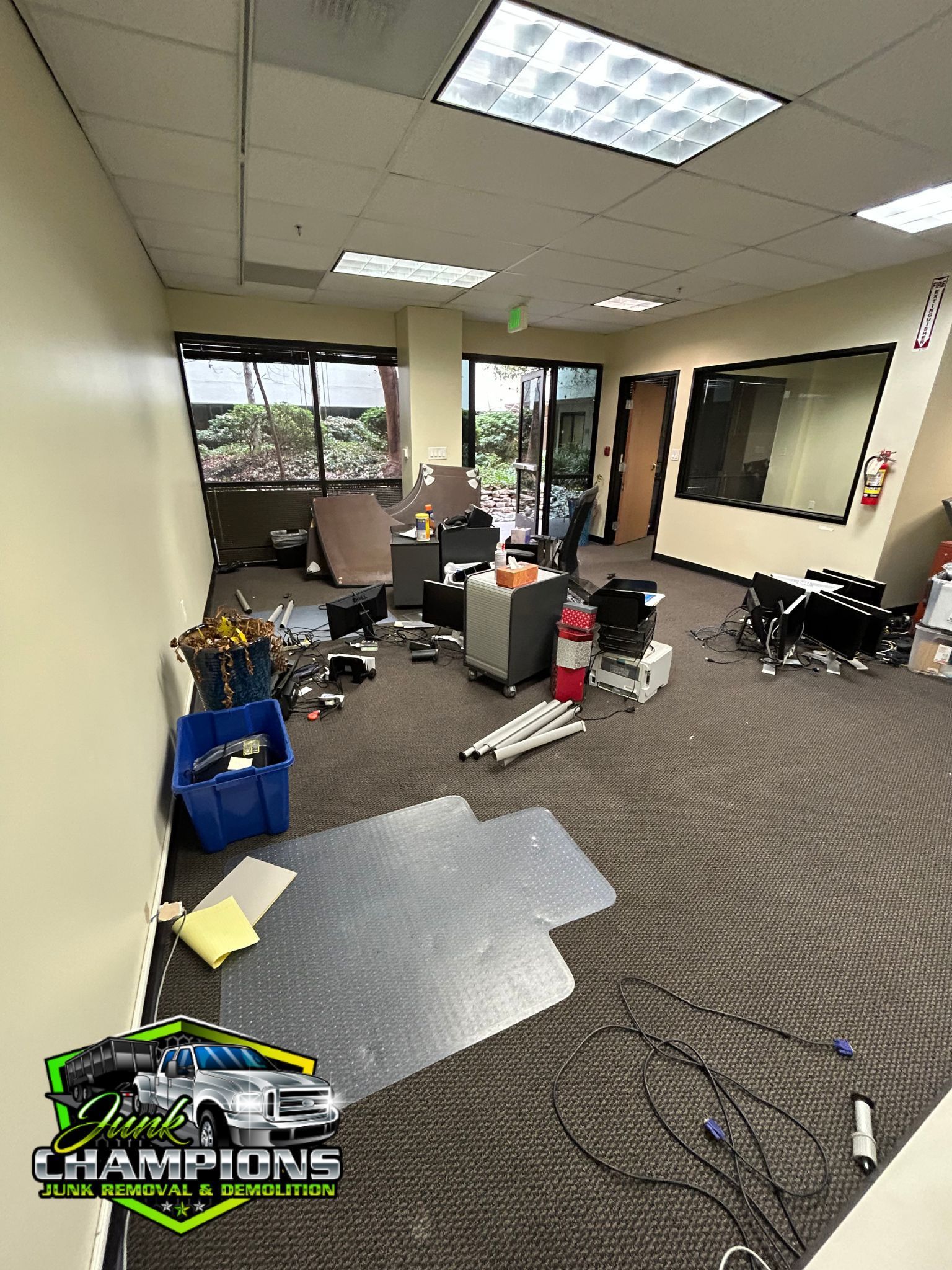 Messy office about to get junk removal service in rancho cucamonga by Junk Champions Junk Removal 