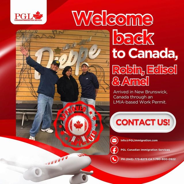 PGL welcome back graphic: Robin, Edisol and Arnel returning to work in Canada