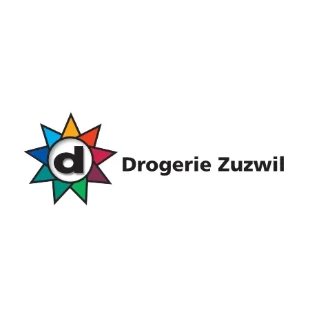 Das logo der drogerie zuzwil ist ein bunter stern mit dem buchstaben d in der mitte.