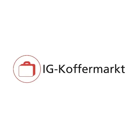 Ein Logo für ig-koffermarkt mit einem Aktenkoffer im Kreis.
