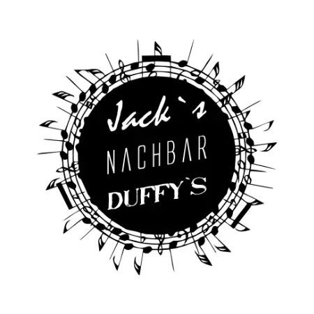 Ein schwarz-weißes Logo für Jack 's Nachbar Duffy 's