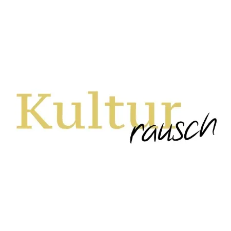 Ein gold-schwarzes Logo für Kultur Rausch auf weißem Hintergrund.