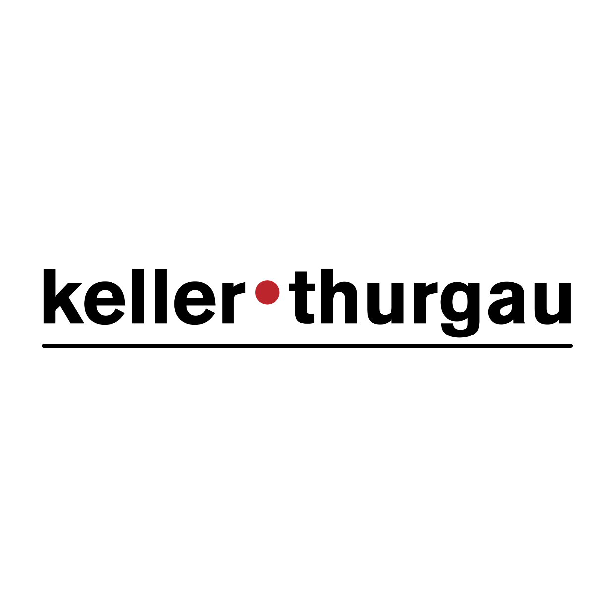 Das Logo von Keller Thurgau ist schwarz und rot auf weißem Hintergrund.