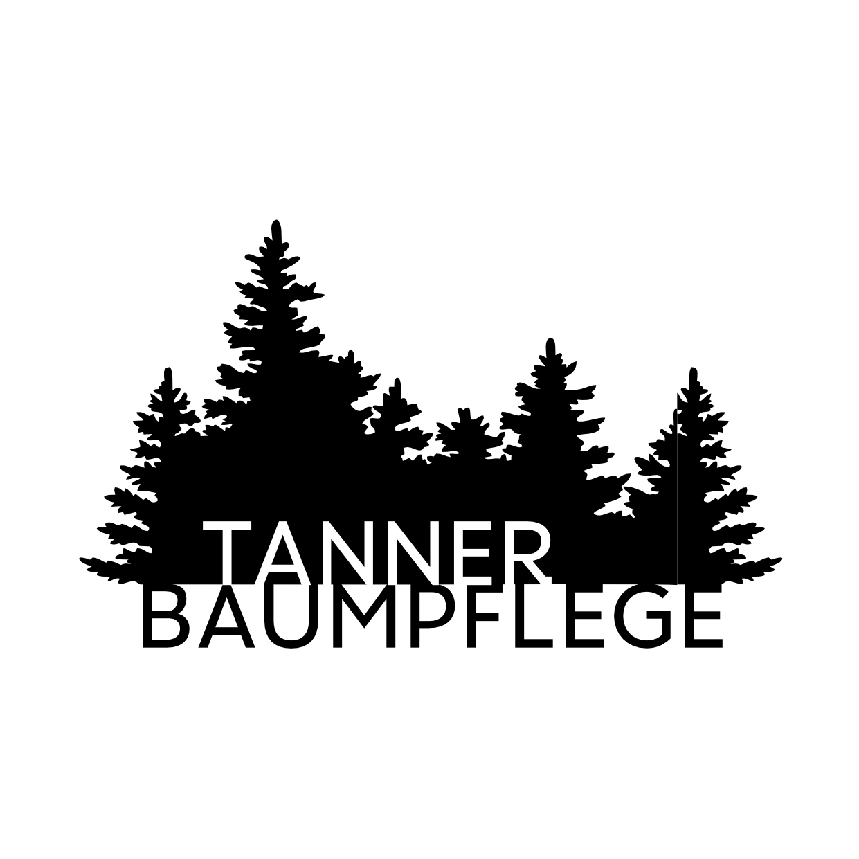 Ein schwarz-weißes Logo für Tanner Baumpflege mit einer Baumsilhouette.