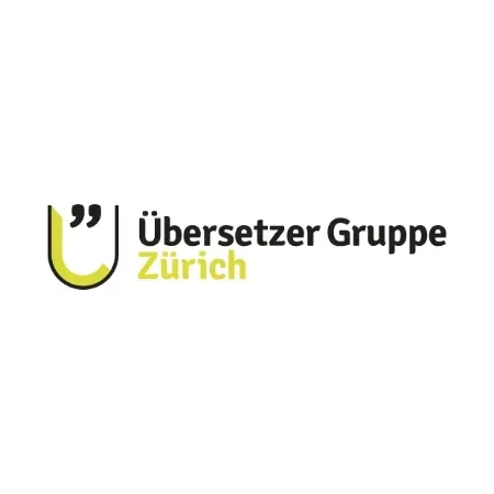 The logo for übersetzer gruppe zurich is yellow and black.