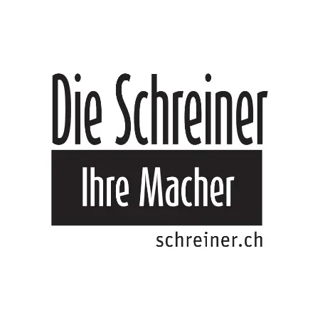 Ein schwarz-weißes Logo für ein Unternehmen namens „Die Schreiner, ihre Macher“.