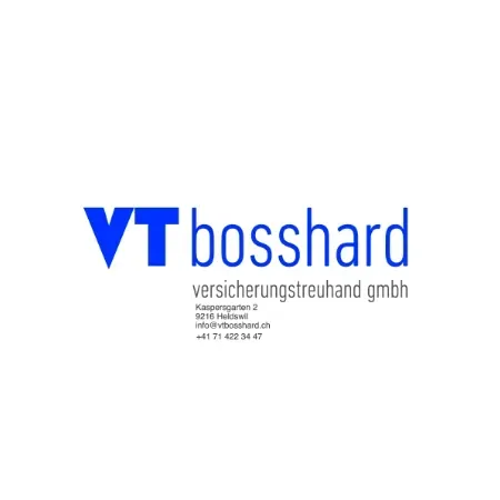 Ein blau-weißes Logo für eine Firma namens vt bosshard