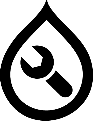 Wrench inside a water droplet symbol, representing plumbing or water repair.