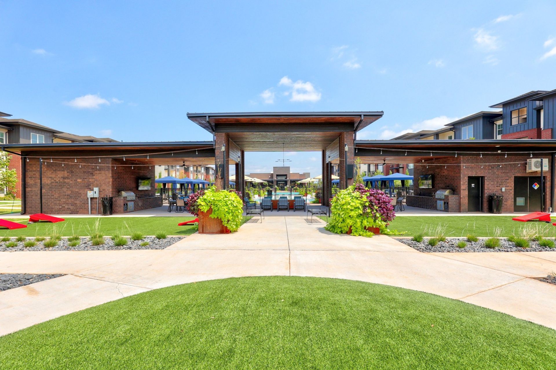 Greenspace with covered patio and seating