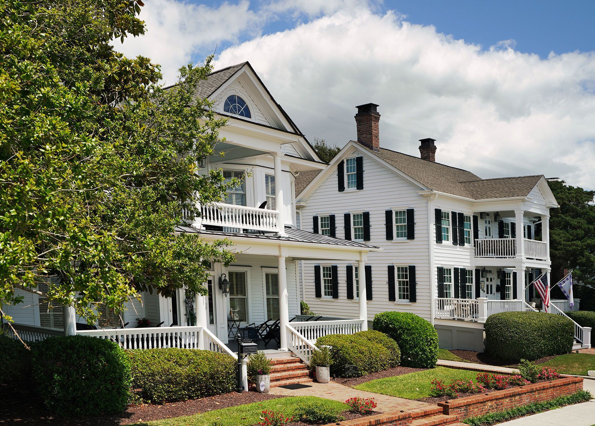 Historic homes along Front St in downtown Beaufort North Carolina