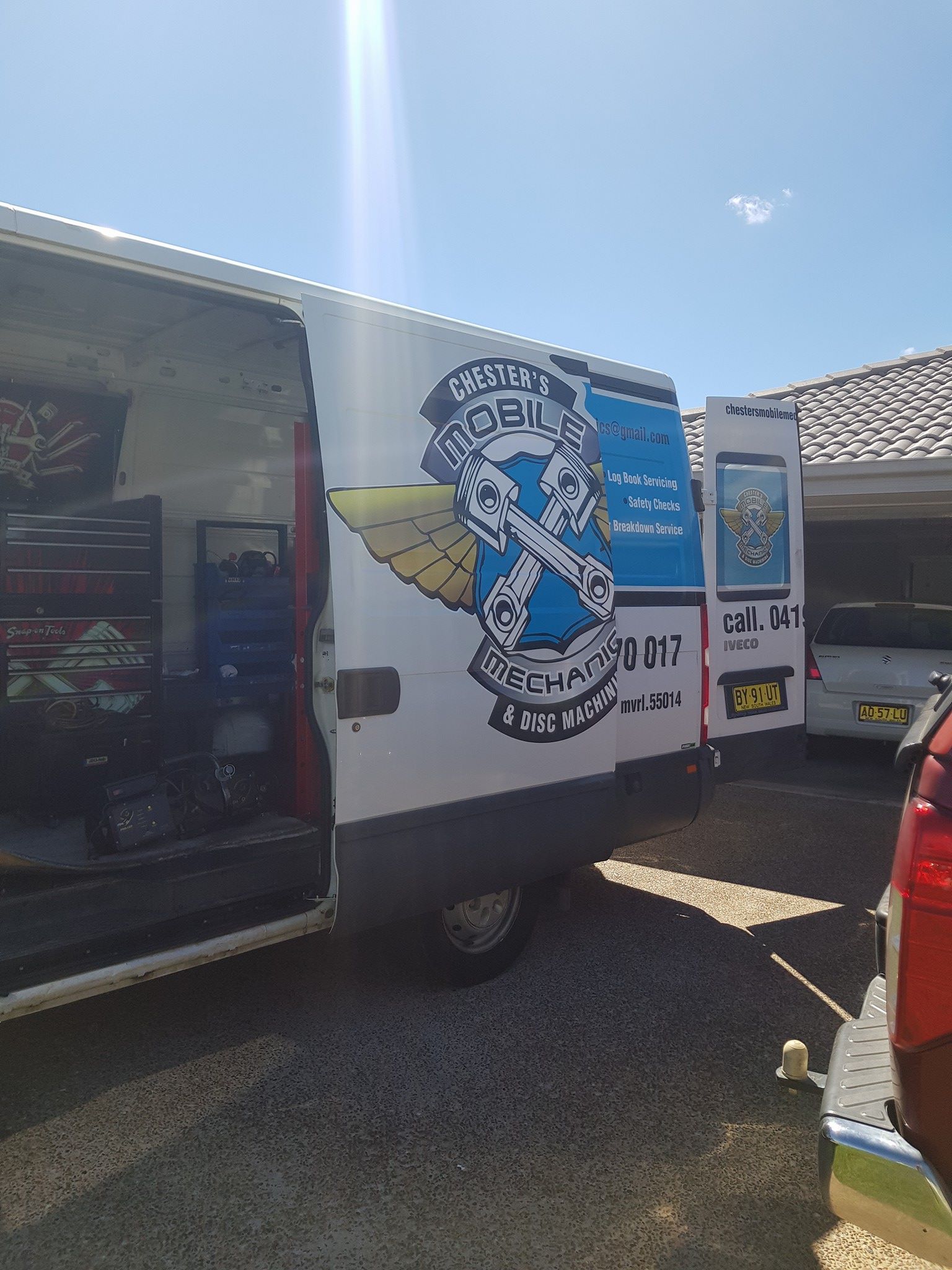 White Mobile Mechanic Van With Logo — Chester's Mechanical & Performance in Tamworth, NSW