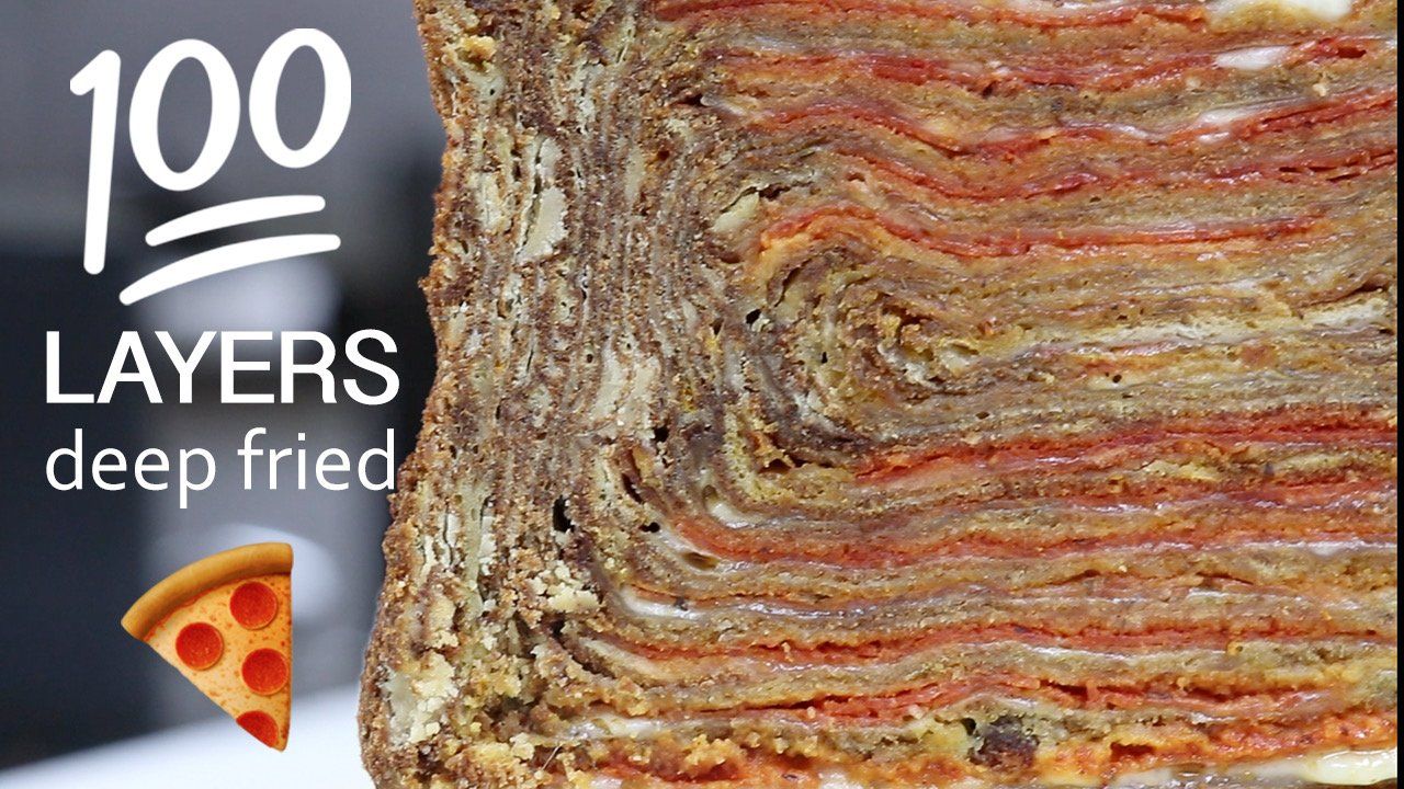 100 LAYER DEEP FRY PIZZA CHALLENGE