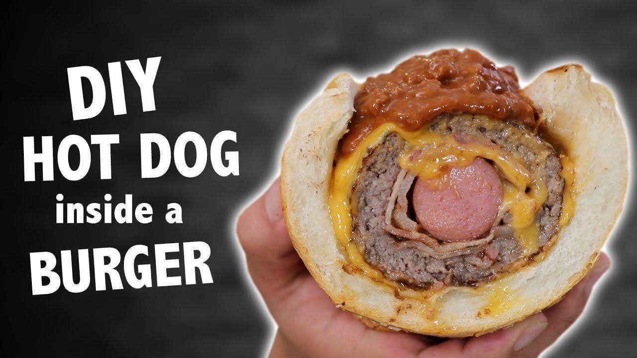 Hot Dog Inside A Burger