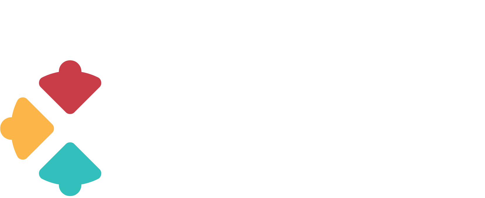 Logo with a cluster of four colorful downward-pointing arrows: red, yellow, teal.