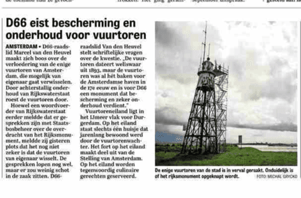 Marcel van den Heuvel D66 eist bescherming en onderhoud vuurtoren