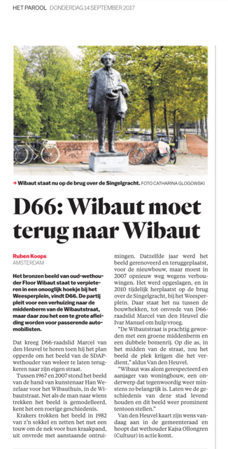 D66 Raadslid Marcel van den Heuvel;Wibaut moet terug naar Wibaut