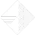 Abstract pale geometric logo with a diamond shape, curved cutouts, and horizontal lines on a light background