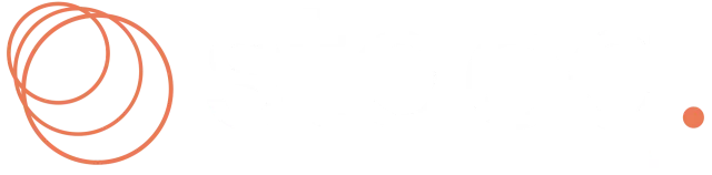 Three overlapping orange circles on the left and a small orange dot on the right on a white background