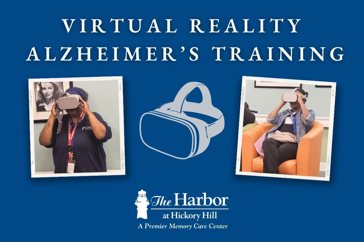 A woman wearing a virtual reality headset is sitting in a chair.
