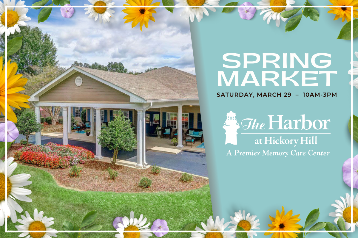 An advertisement for a spring market at the harbor at hickory hill