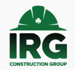 IRG Construction Group logo with green hard hat and bold green text