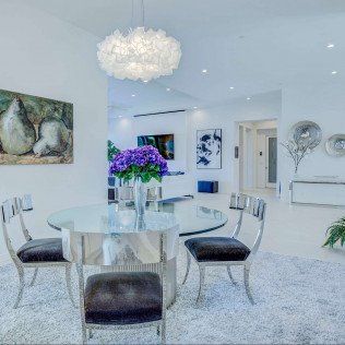 Dining room with a dreamy overhead light