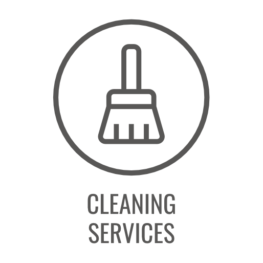 Icon of a broom inside a circle, labeled 