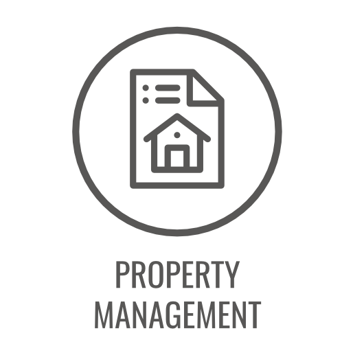 Icon of a house on a document inside a circle, labeled 