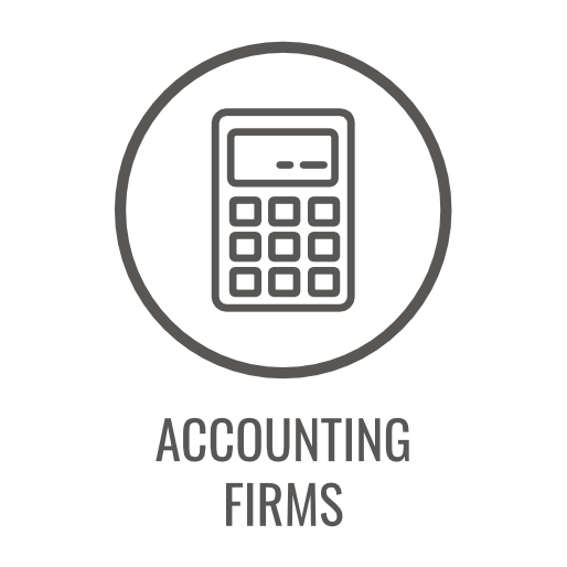 Circle with a calculator icon, the words 