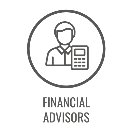 A person holding a document, inside a circle, with the text 