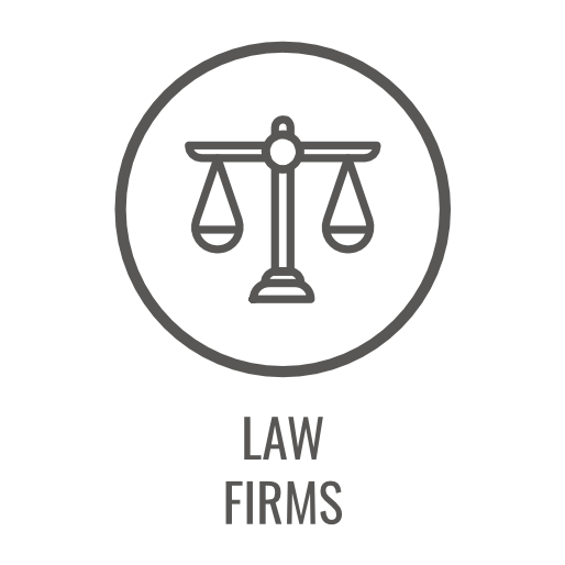 Scales of justice icon, representing law firms.