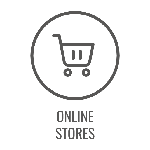 Icon of a shopping cart inside a circle, labeled 