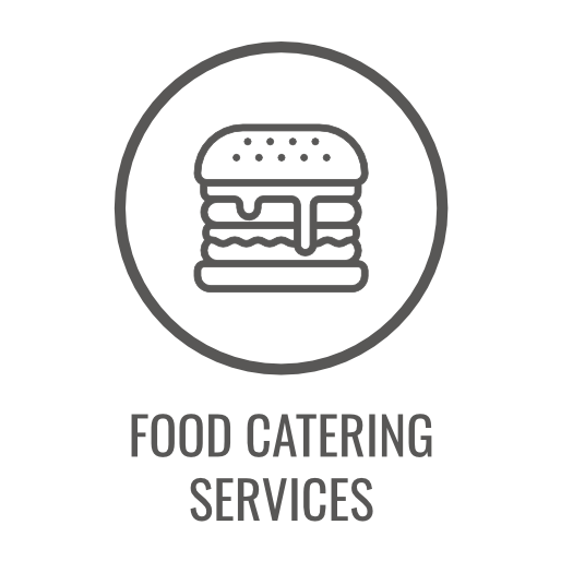 Icon of a burger inside a circle, labeled 