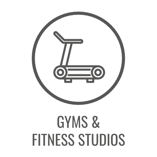 Icon of a treadmill inside a circle, labeled 