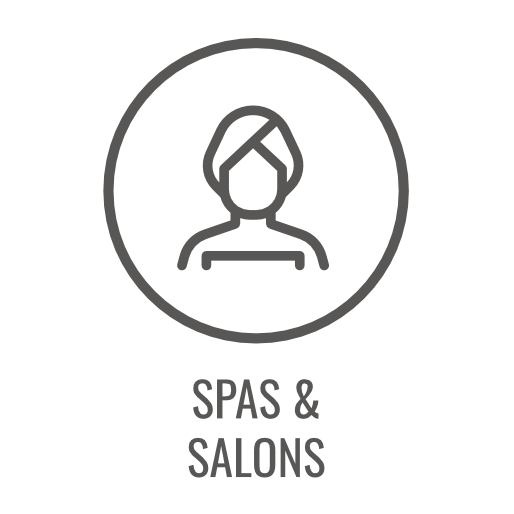 Icon of person with towel on head, within a circle, labeled 