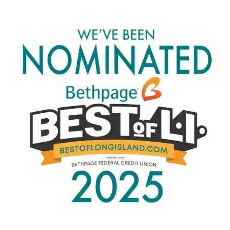 A sign that says we 've been nominated best of long island in 2025