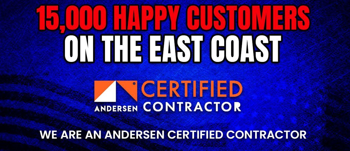 An ad for a certified contractor says 15,000 happy customers on the east coast