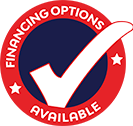 A red circle with a check mark inside of it that says `` financing options available ''.