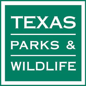 Texas Parks & Wildlife logo in white text on a green square.