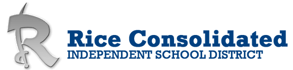 Logo for Rice Consolidated Independent School District. A stylized