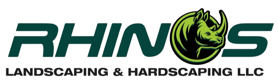 Logo for Rhinos Landscaping & Hardscaping LLC, featuring the word 