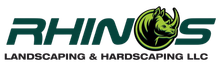 Logo for Rhinos Landscaping & Hardscaping LLC, featuring the word 