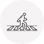 Pedestrian crossing a crosswalk.