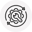 A gear and wrench inside a circle with arrows, representing maintenance or repair.