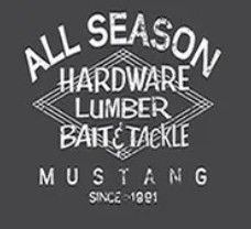 Logo for All Season Hardware, Lumber, Bait & Tackle in Mustang, OK since 1891.