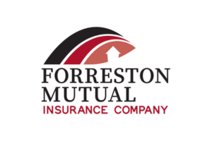 A forreston mutual insurance company logo on a white background