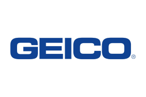 The geico logo is blue and white on a white background.
