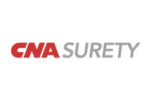 A logo for cna surety with a white background