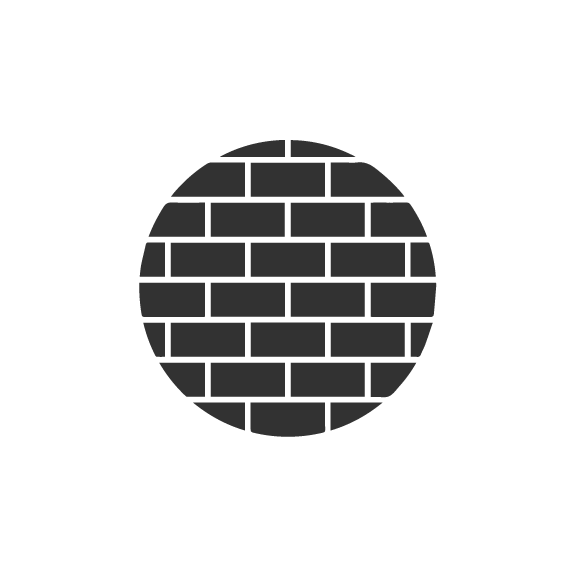 Circular gray brick wall pattern.